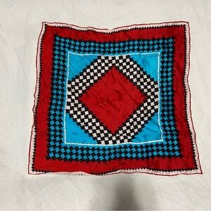 Vibrant Red and Blue Geometric Square Scarf
